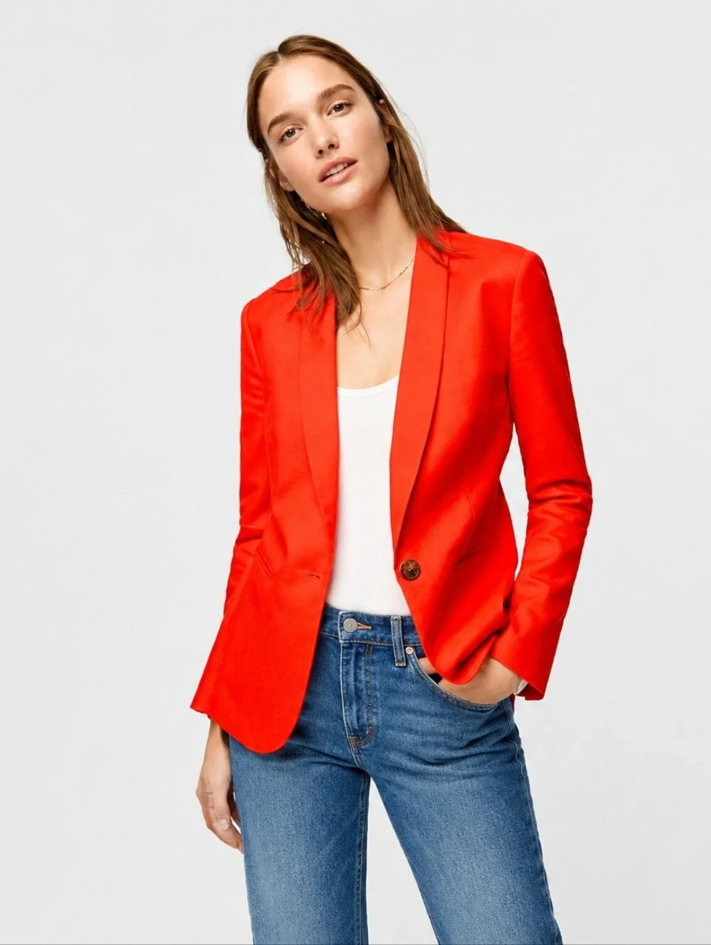 J.Crew Parker Stretch Linen Blazer Red Orange NWT Size 8